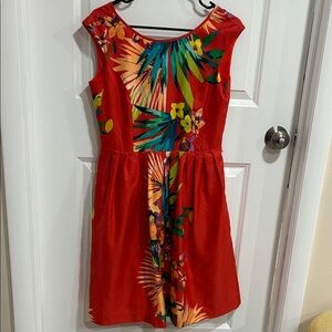 Ellen Tracy Red Tropical Floral Dress